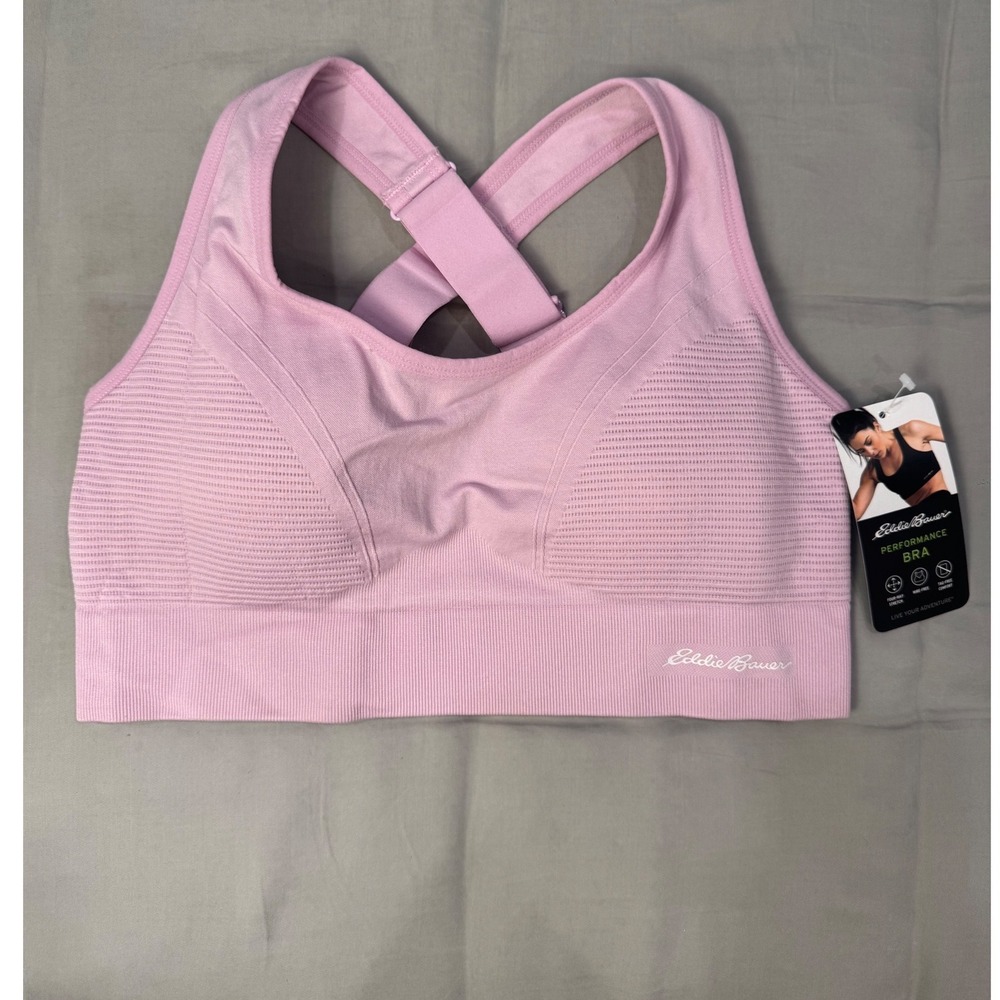 Eddie Bauer Womens Pink Seamless‎ Performance Sports Bra XL Adjustable Straps